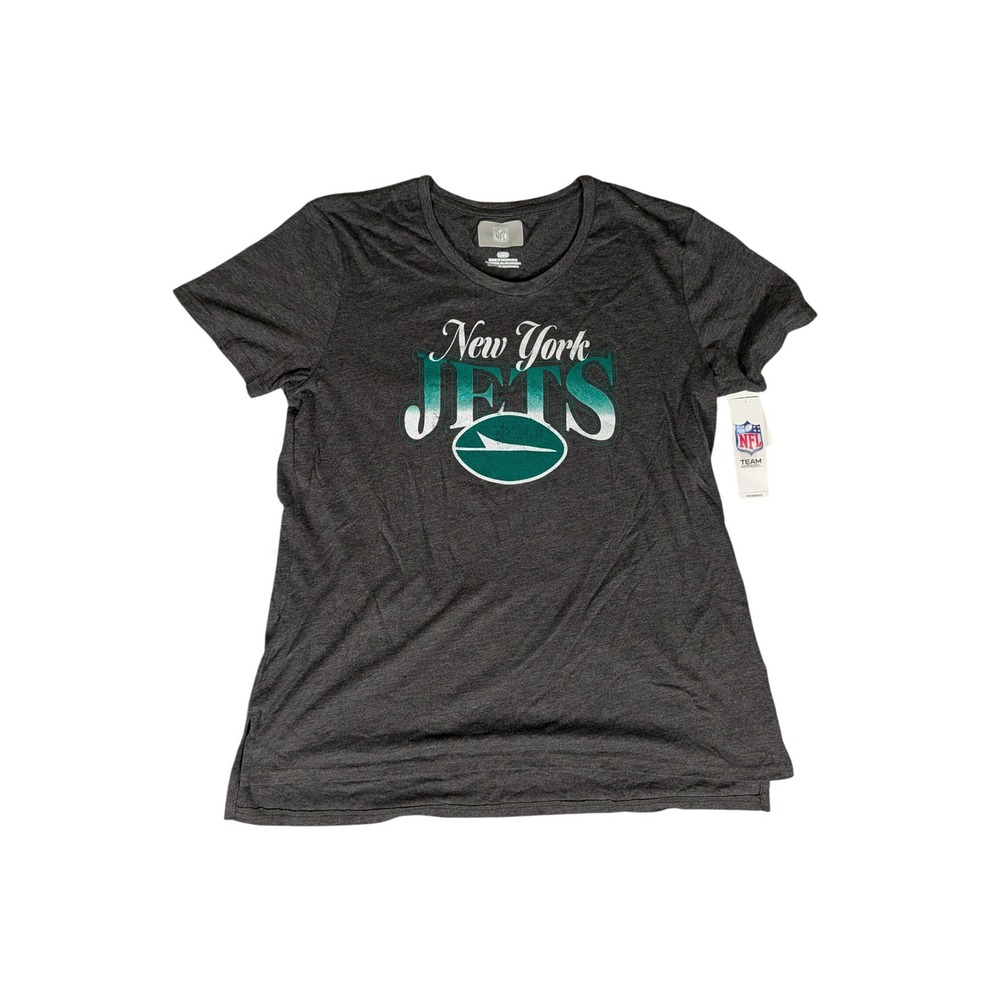 New York Jets NFL Team Apparel Women's Gray Graphic T‎ Shirt Tee